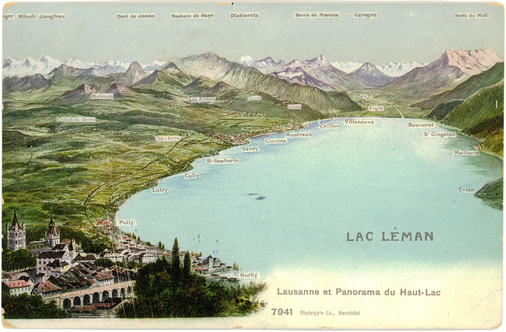 Aerial Panorama of Lake Geneva and Lausanne